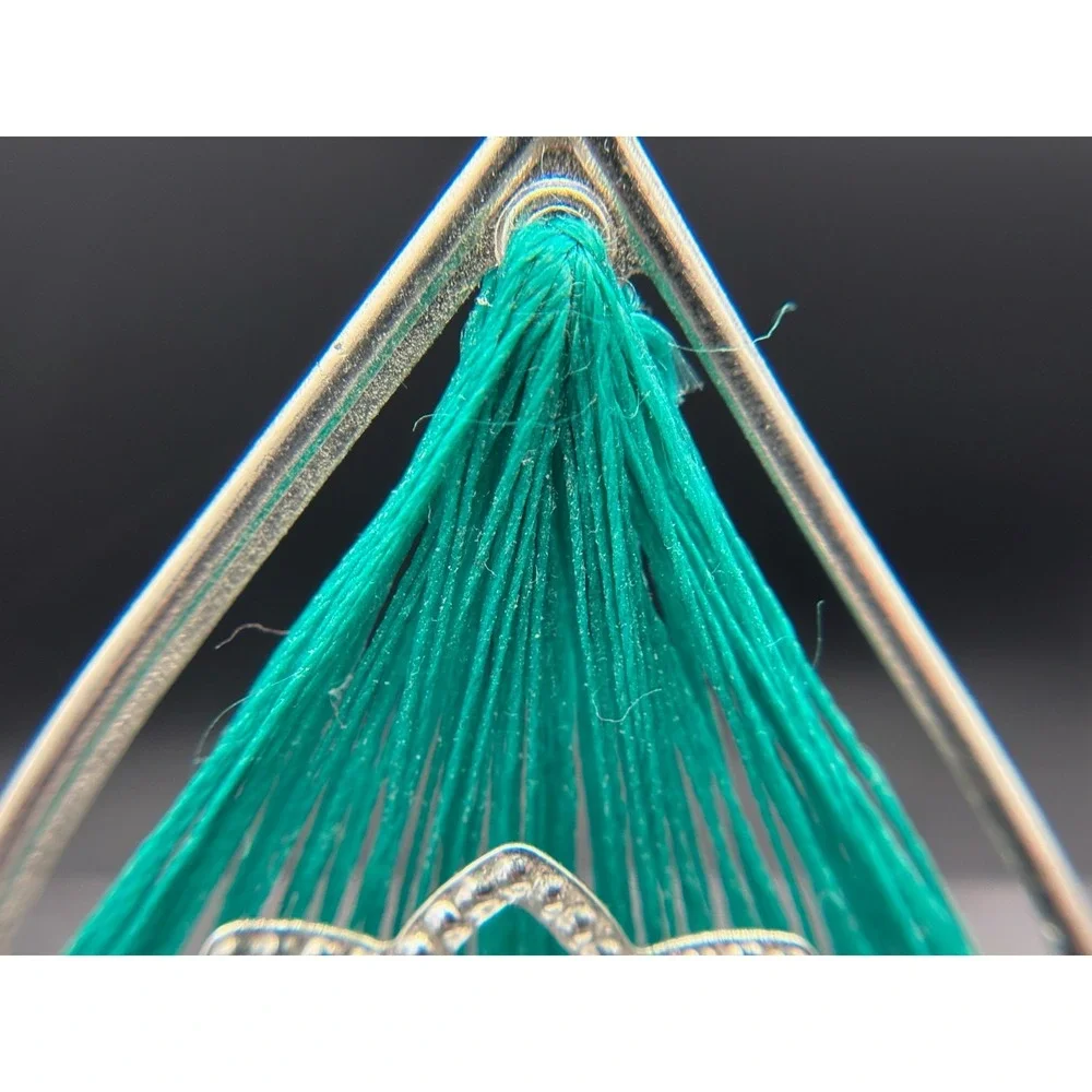 Vintage Y2K Teal Thread Wrapped Mandala Drop Earrings Boho Festival‎ Statement